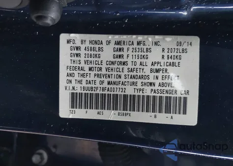 2015 Acura Tlx V6 Advance from USA, damaged, VIN 19UUB2F78FA007732